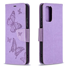 Leather Case Stands Butterfly Flip Cover Holder B01F for Xiaomi Redmi Note 10 Pro Max Clove Purple