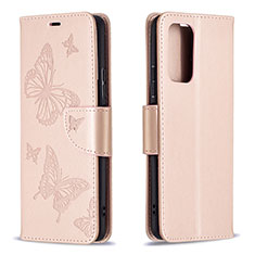 Leather Case Stands Butterfly Flip Cover Holder B01F for Xiaomi Redmi Note 10 Pro Max Rose Gold