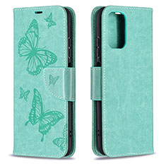 Leather Case Stands Butterfly Flip Cover Holder B01F for Xiaomi Redmi Note 10S 4G Green