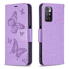 Leather Case Stands Butterfly Flip Cover Holder B01F for Xiaomi Redmi Note 11 4G (2021) Clove Purple