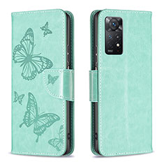 Leather Case Stands Butterfly Flip Cover Holder B01F for Xiaomi Redmi Note 11 Pro 5G Green