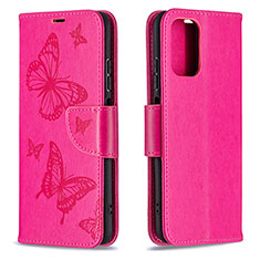 Leather Case Stands Butterfly Flip Cover Holder B01F for Xiaomi Redmi Note 11 SE India 4G Hot Pink