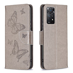 Leather Case Stands Butterfly Flip Cover Holder B01F for Xiaomi Redmi Note 12 Pro 4G Gray