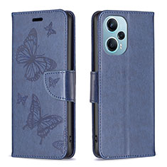 Leather Case Stands Butterfly Flip Cover Holder B01F for Xiaomi Redmi Note 12 Turbo 5G Blue