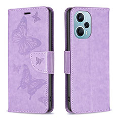 Leather Case Stands Butterfly Flip Cover Holder B01F for Xiaomi Redmi Note 12 Turbo 5G Clove Purple