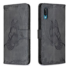 Leather Case Stands Butterfly Flip Cover Holder B02F for Samsung Galaxy A02 Black