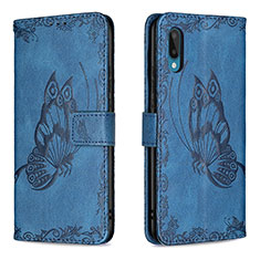 Leather Case Stands Butterfly Flip Cover Holder B02F for Samsung Galaxy A02 Blue