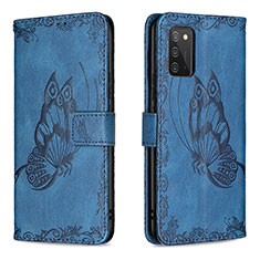 Leather Case Stands Butterfly Flip Cover Holder B02F for Samsung Galaxy A02s Blue