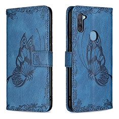 Leather Case Stands Butterfly Flip Cover Holder B02F for Samsung Galaxy A11 Blue