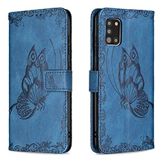 Leather Case Stands Butterfly Flip Cover Holder B02F for Samsung Galaxy A31 Blue