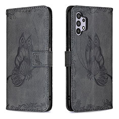 Leather Case Stands Butterfly Flip Cover Holder B02F for Samsung Galaxy A32 5G Black