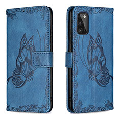 Leather Case Stands Butterfly Flip Cover Holder B02F for Samsung Galaxy A41 Blue