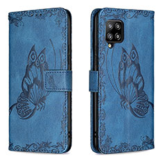 Leather Case Stands Butterfly Flip Cover Holder B02F for Samsung Galaxy A42 5G Blue