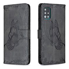 Leather Case Stands Butterfly Flip Cover Holder B02F for Samsung Galaxy A51 5G Black