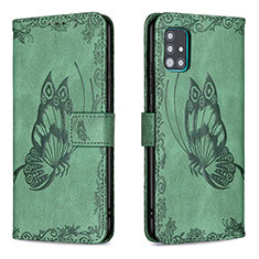 Leather Case Stands Butterfly Flip Cover Holder B02F for Samsung Galaxy A51 5G Green