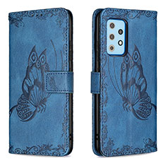 Leather Case Stands Butterfly Flip Cover Holder B02F for Samsung Galaxy A52 4G Blue