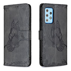 Leather Case Stands Butterfly Flip Cover Holder B02F for Samsung Galaxy A52s 5G Black