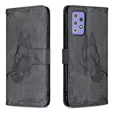 Leather Case Stands Butterfly Flip Cover Holder B02F for Samsung Galaxy A72 5G Black