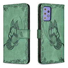 Leather Case Stands Butterfly Flip Cover Holder B02F for Samsung Galaxy A72 5G Green