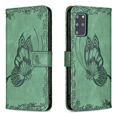 Leather Case Stands Butterfly Flip Cover Holder B02F for Samsung Galaxy S20 Plus Green