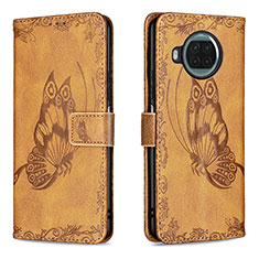 Leather Case Stands Butterfly Flip Cover Holder B02F for Xiaomi Mi 10i 5G Brown