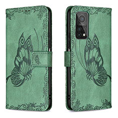 Leather Case Stands Butterfly Flip Cover Holder B02F for Xiaomi Mi 10T Pro 5G Green