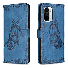 Leather Case Stands Butterfly Flip Cover Holder B02F for Xiaomi Mi 11i 5G Blue