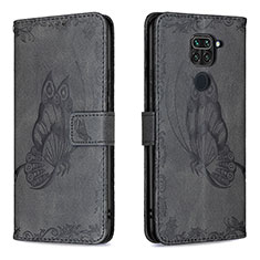 Leather Case Stands Butterfly Flip Cover Holder B02F for Xiaomi Redmi 10X 4G Black