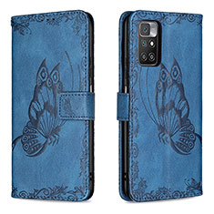 Leather Case Stands Butterfly Flip Cover Holder B02F for Xiaomi Redmi Note 11 4G (2021) Blue