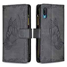 Leather Case Stands Butterfly Flip Cover Holder B03F for Samsung Galaxy A02 Black