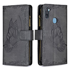 Leather Case Stands Butterfly Flip Cover Holder B03F for Samsung Galaxy A11 Black