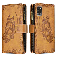 Leather Case Stands Butterfly Flip Cover Holder B03F for Samsung Galaxy A31 Brown