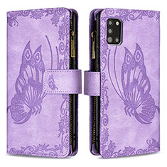 Leather Case Stands Butterfly Flip Cover Holder B03F for Samsung Galaxy A31 Clove Purple