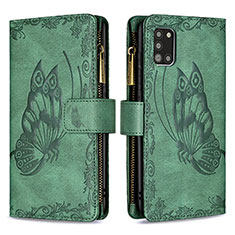 Leather Case Stands Butterfly Flip Cover Holder B03F for Samsung Galaxy A31 Green