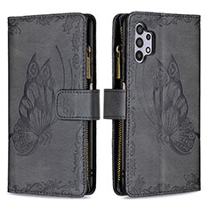 Leather Case Stands Butterfly Flip Cover Holder B03F for Samsung Galaxy A32 5G Black