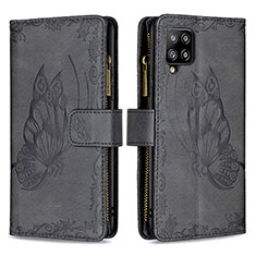 Leather Case Stands Butterfly Flip Cover Holder B03F for Samsung Galaxy A42 5G Black