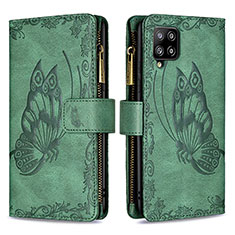 Leather Case Stands Butterfly Flip Cover Holder B03F for Samsung Galaxy A42 5G Green