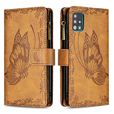 Leather Case Stands Butterfly Flip Cover Holder B03F for Samsung Galaxy A51 5G Brown