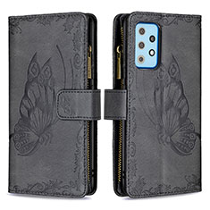 Leather Case Stands Butterfly Flip Cover Holder B03F for Samsung Galaxy A52s 5G Black