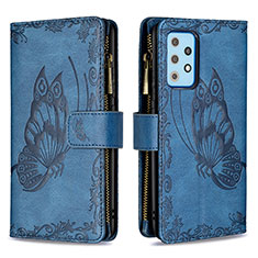 Leather Case Stands Butterfly Flip Cover Holder B03F for Samsung Galaxy A52s 5G Blue