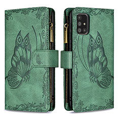 Leather Case Stands Butterfly Flip Cover Holder B03F for Samsung Galaxy A71 5G Green