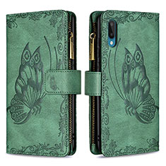 Leather Case Stands Butterfly Flip Cover Holder B03F for Samsung Galaxy M02 Green