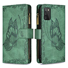 Leather Case Stands Butterfly Flip Cover Holder B03F for Samsung Galaxy M02s Green