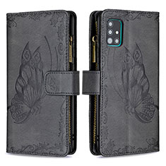 Leather Case Stands Butterfly Flip Cover Holder B03F for Samsung Galaxy M40S Black