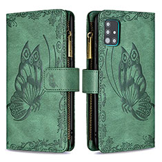 Leather Case Stands Butterfly Flip Cover Holder B03F for Samsung Galaxy M40S Green