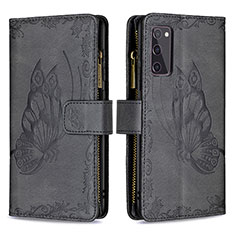 Leather Case Stands Butterfly Flip Cover Holder B03F for Samsung Galaxy S20 FE 4G Black