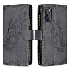 Leather Case Stands Butterfly Flip Cover Holder B03F for Samsung Galaxy S20 FE 5G Black