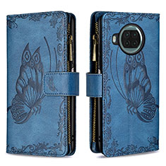 Leather Case Stands Butterfly Flip Cover Holder B03F for Xiaomi Mi 10i 5G Blue