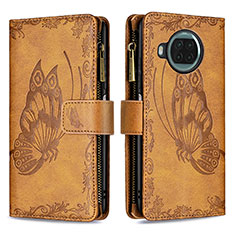 Leather Case Stands Butterfly Flip Cover Holder B03F for Xiaomi Mi 10i 5G Brown