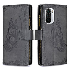 Leather Case Stands Butterfly Flip Cover Holder B03F for Xiaomi Mi 11i 5G Black